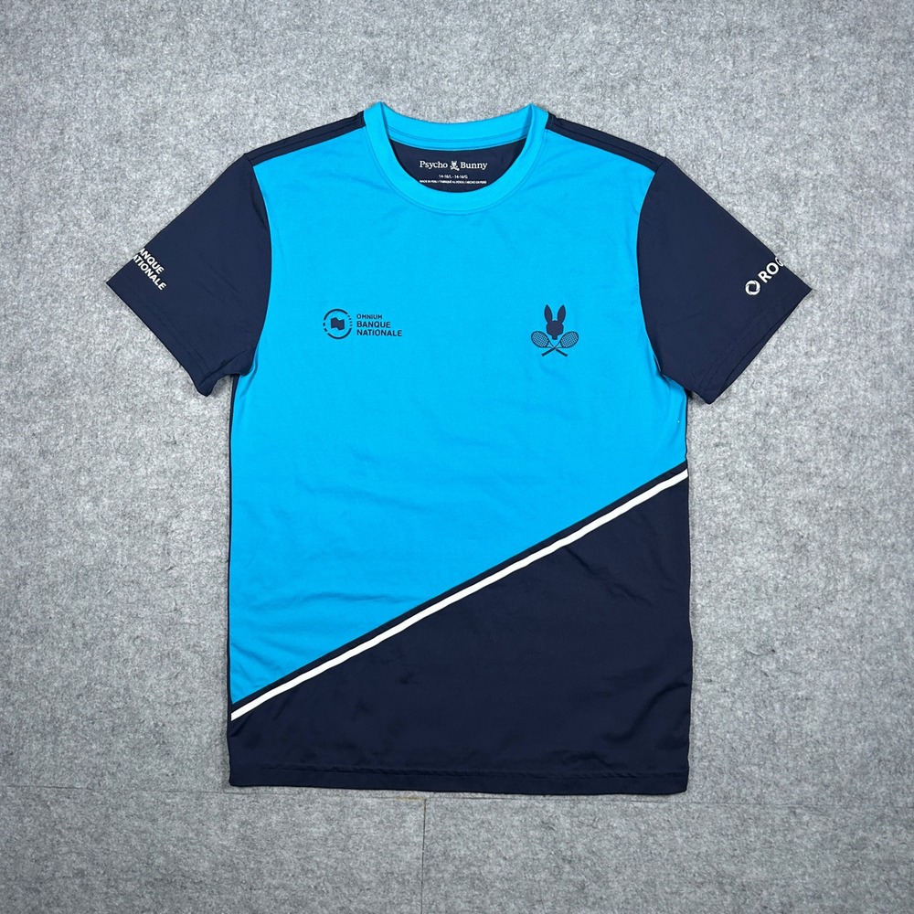 Psycho Bunny T-shirt Youth Large 14-16 Blue Navy Omnium Banque Nationale Tennis